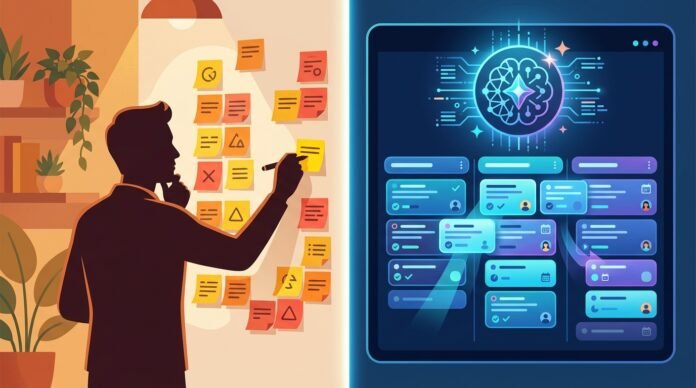Human_organizing_notes,_AI_sorti…_202609061423 AI Task Manager vs. Human Planning: Who Saves More Time?